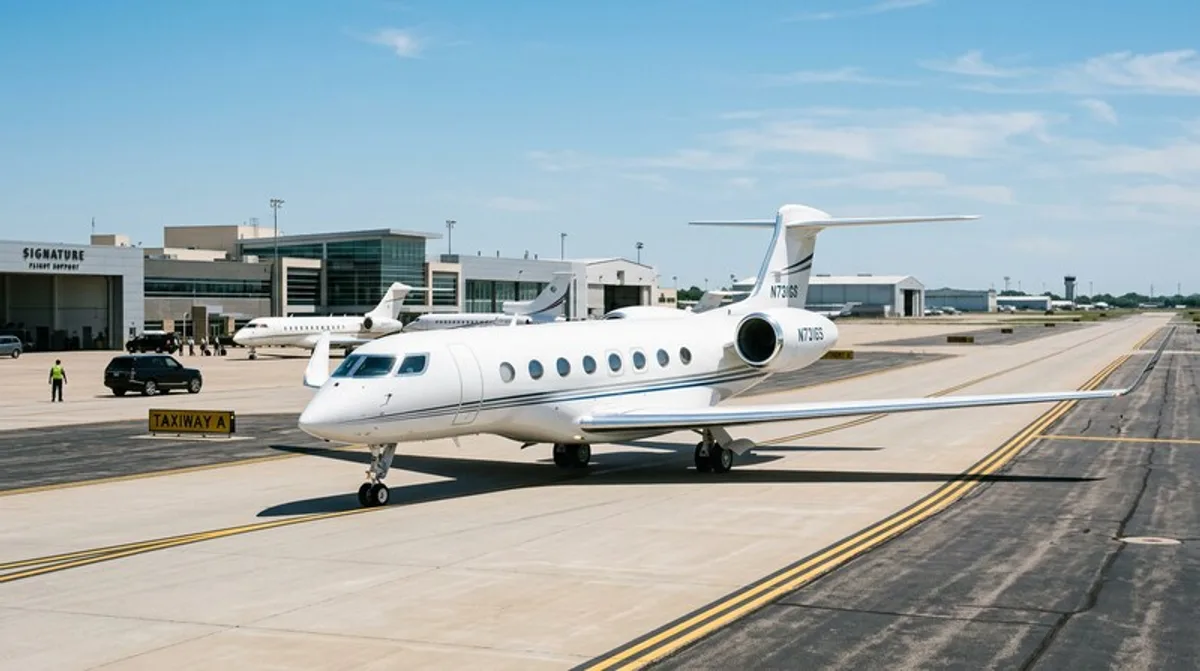 Gulfstream G650ER auf dem Rollfeld – Symbol fuer privates Luxusfliegen