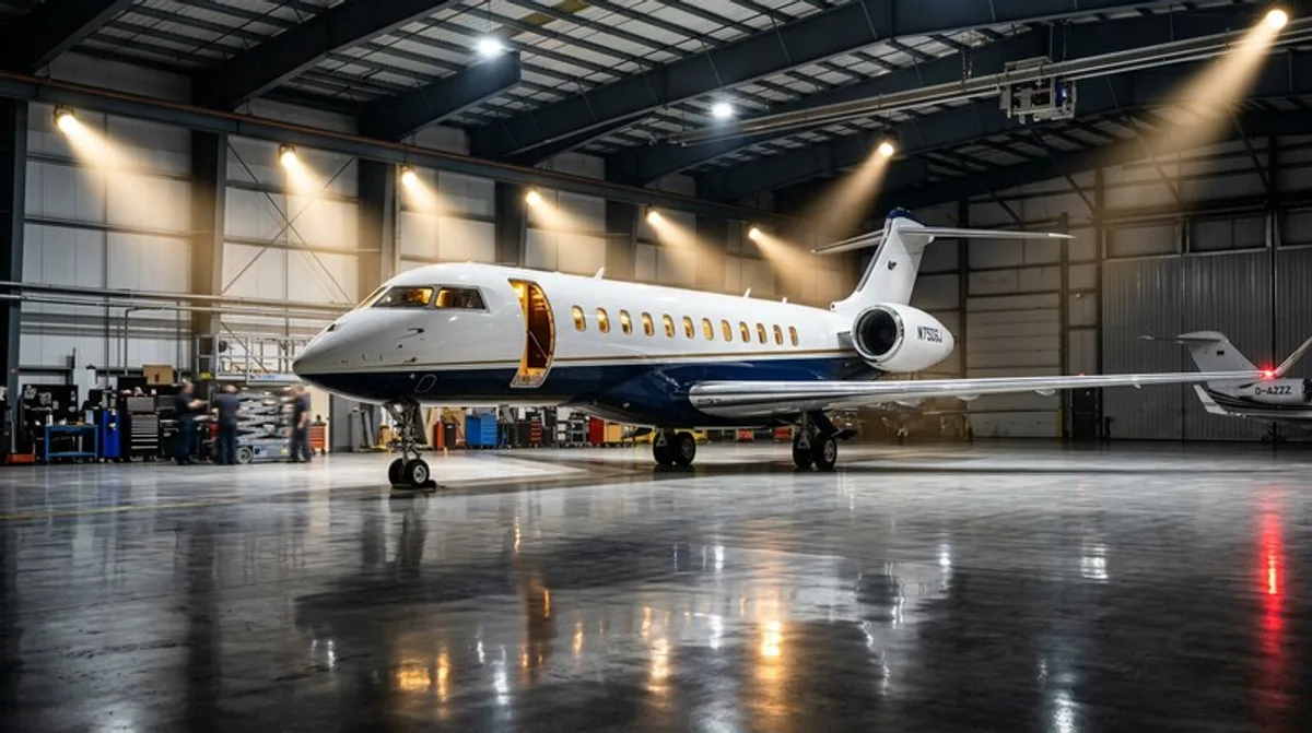 Air Drake Privatjet Boeing 767 Hangar Spotlights
